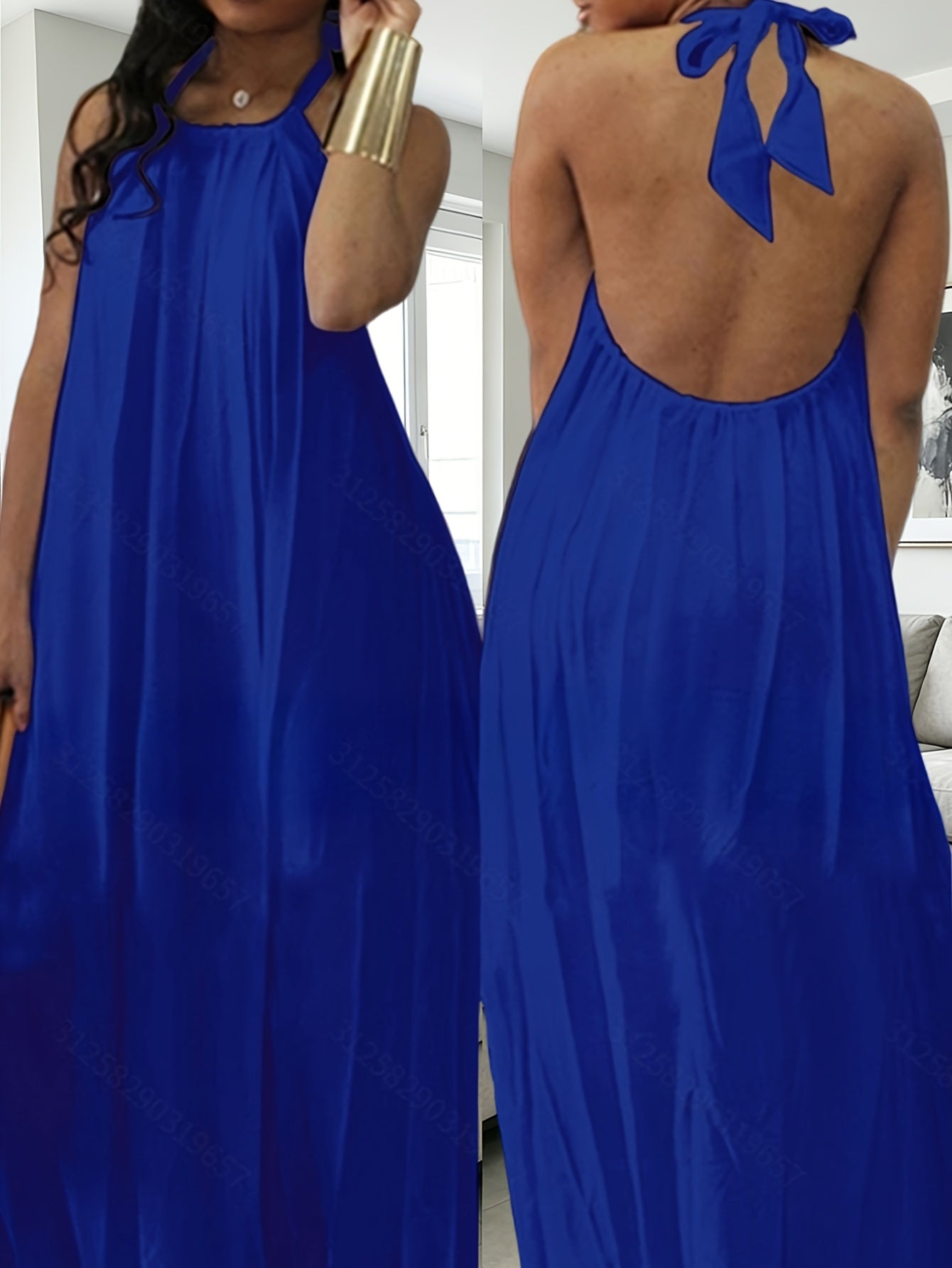 Women's Blue Lace Sleeveless Dress - product view 11