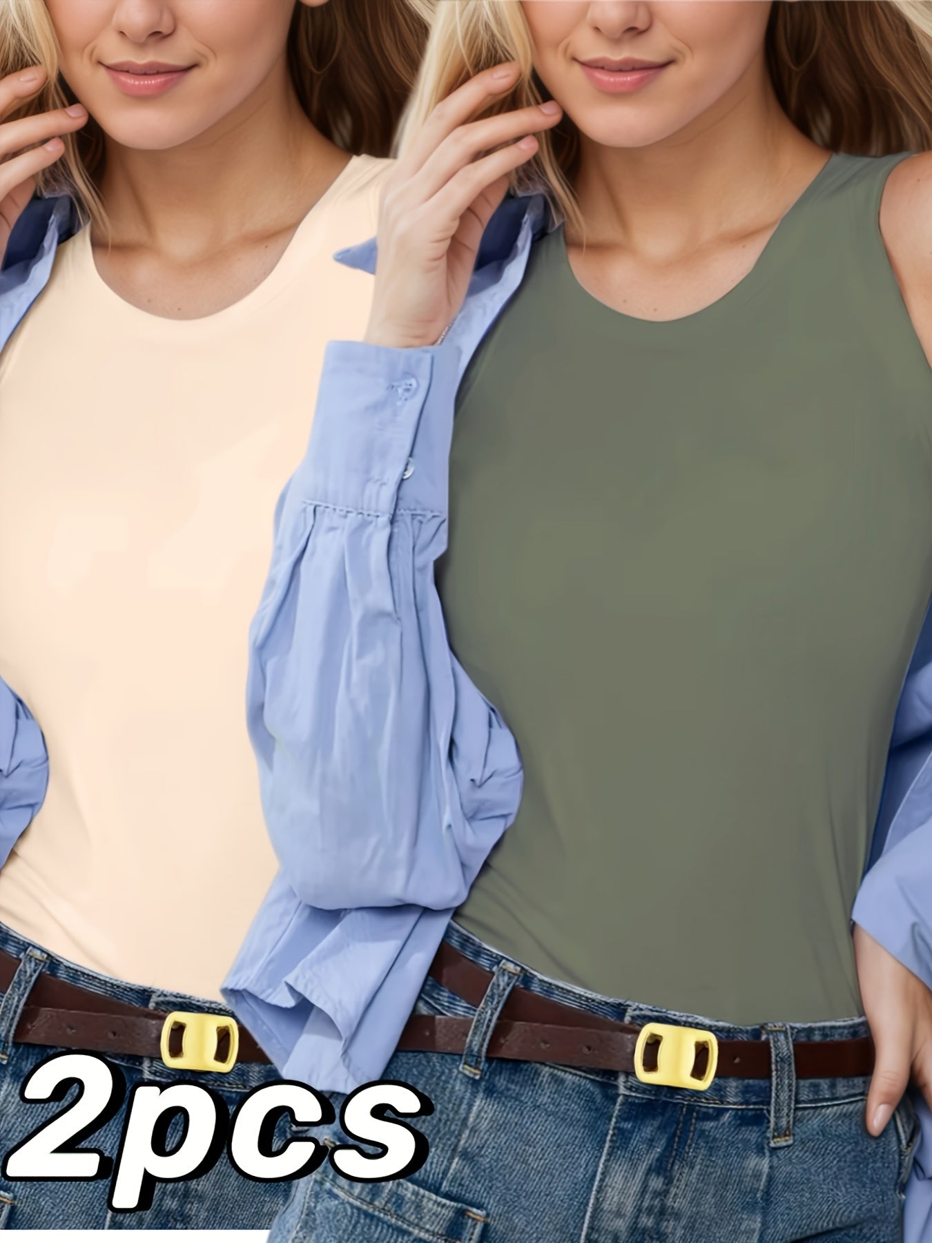 2pcs Women's Sleeveless Vest with Built-in Text Chest Pad, Seamless And Comfortable, Non Removable Bra Pad, Solid Color Design, Suitable for Home And Casual Wear, Versatile Item for Sleeveless Warm Vest In Spring, Autumn And Winter