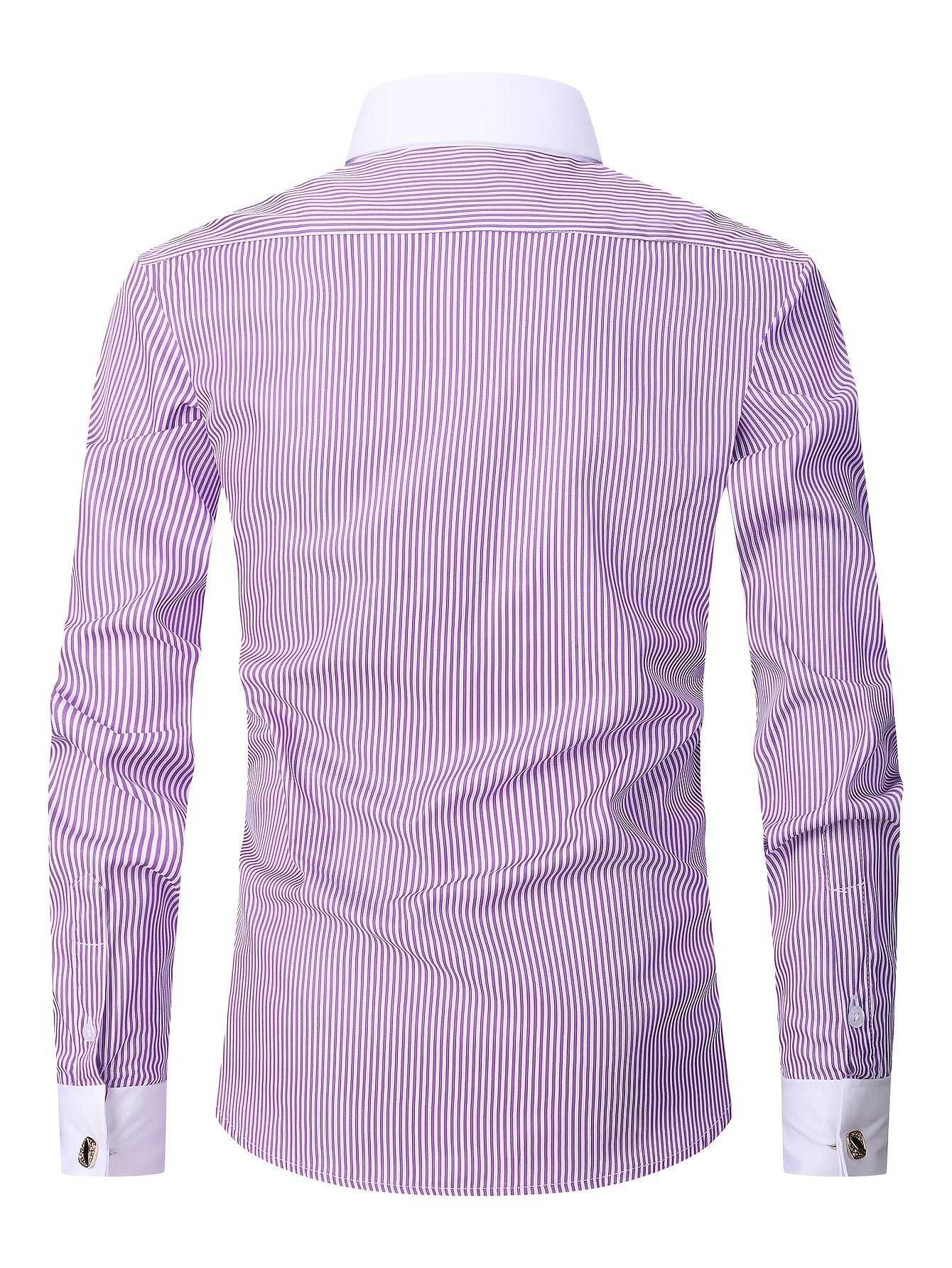 2025 New Men'S French Shirt Double-Barrel Sleeve Business Formal with Premium Cufflinks, Wedding Banquet Office Elegant Slim Fit