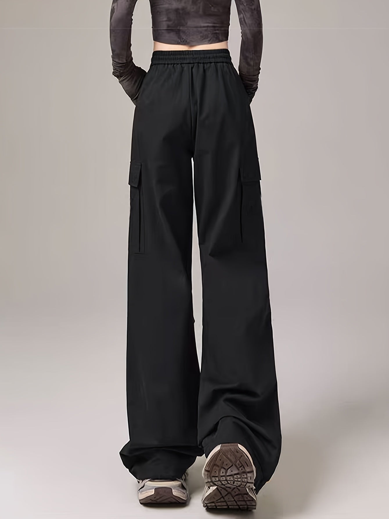 Women&Apos;S Olive Green Cargo Pants - Casual Flap Pockets, Wide-Leg Design, Machine Washable, Spring/Fall Versatile Trousers for Casual Attire, Spring Fall Attire | Relaxed Fit Pants | Nonelastic Fabric