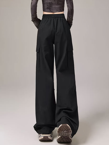 Women&Apos;S Olive Green Cargo Pants - Casual Flap Pockets, Wide-Leg Design, Machine Washable, Spring/Fall Versatile Trousers for Casual Attire, Spring Fall Attire | Relaxed Fit Pants | Nonelastic Fabric