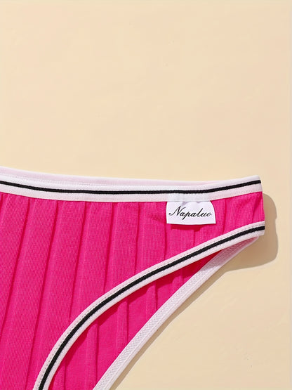 8pcs/Pack Women Thread Briefs Simple Soild Color Elastic Soild Color Breathable Ladies Panty