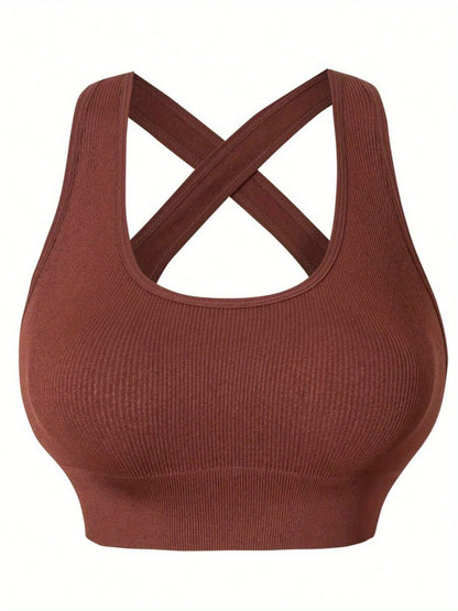 Three Seamless Women'S Activewear Sets High-Stretch Backless Bra And Hip-Lifting Leggings with Crossover Strap Details