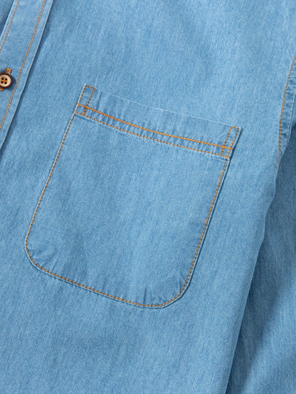 A Stylish Men's Casual Shirt With Long Sleeves And A Jacket, A New Spring And Autumn Men's Top With A Solid Color Pocket Design And A Lapel Collar.