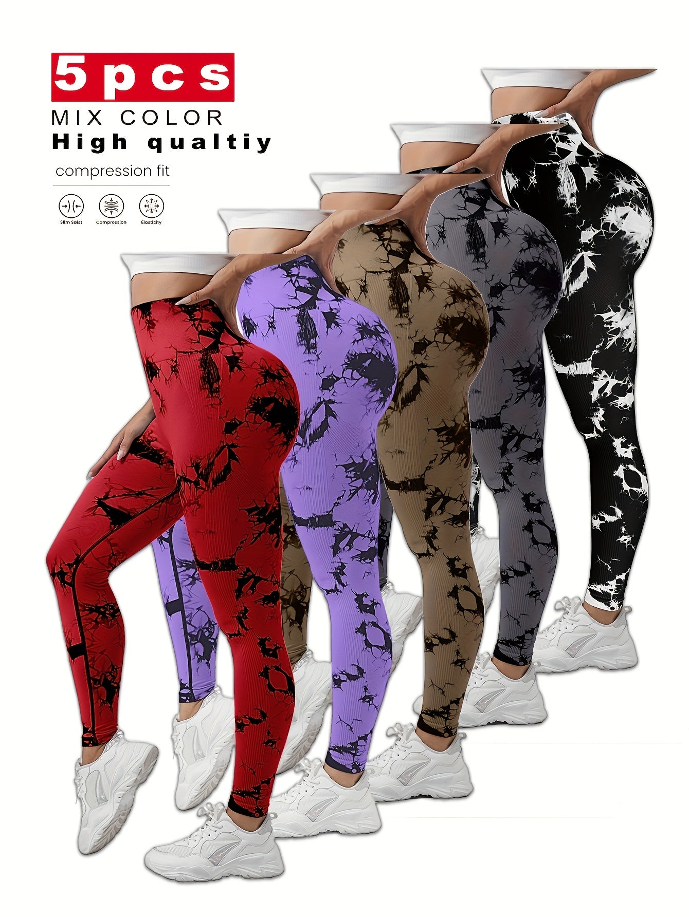 Women'S Tie Dye Yoga Pants High Waisted Scrunch Butt Workout Leggings Soft Stretchy Butt Lifting Tummy Control Yoga Leggings For Gym Running Fitness