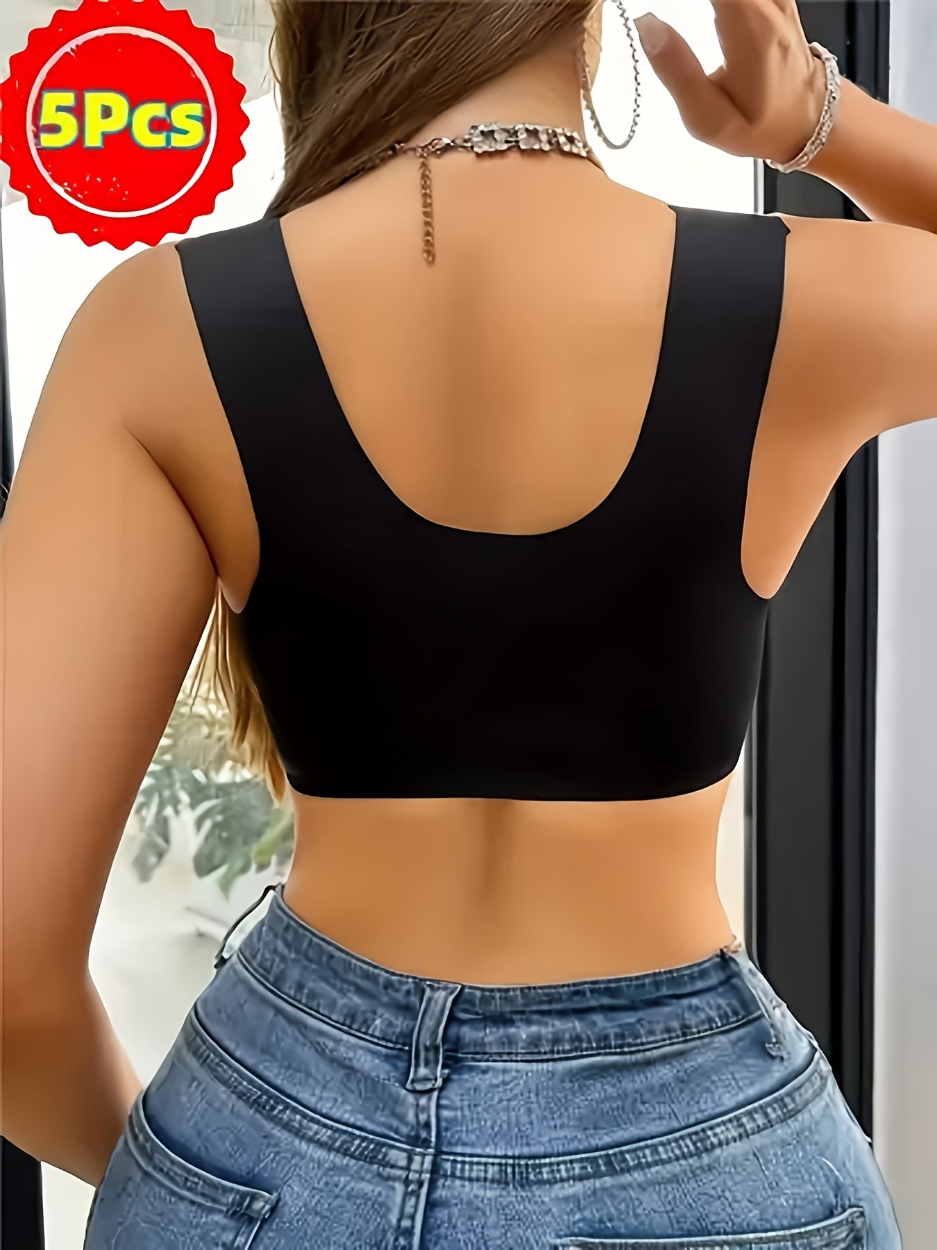 5pcs Bras for Women Women's Floral Print Wireless Bras Front Closure No Underwire - product view 4