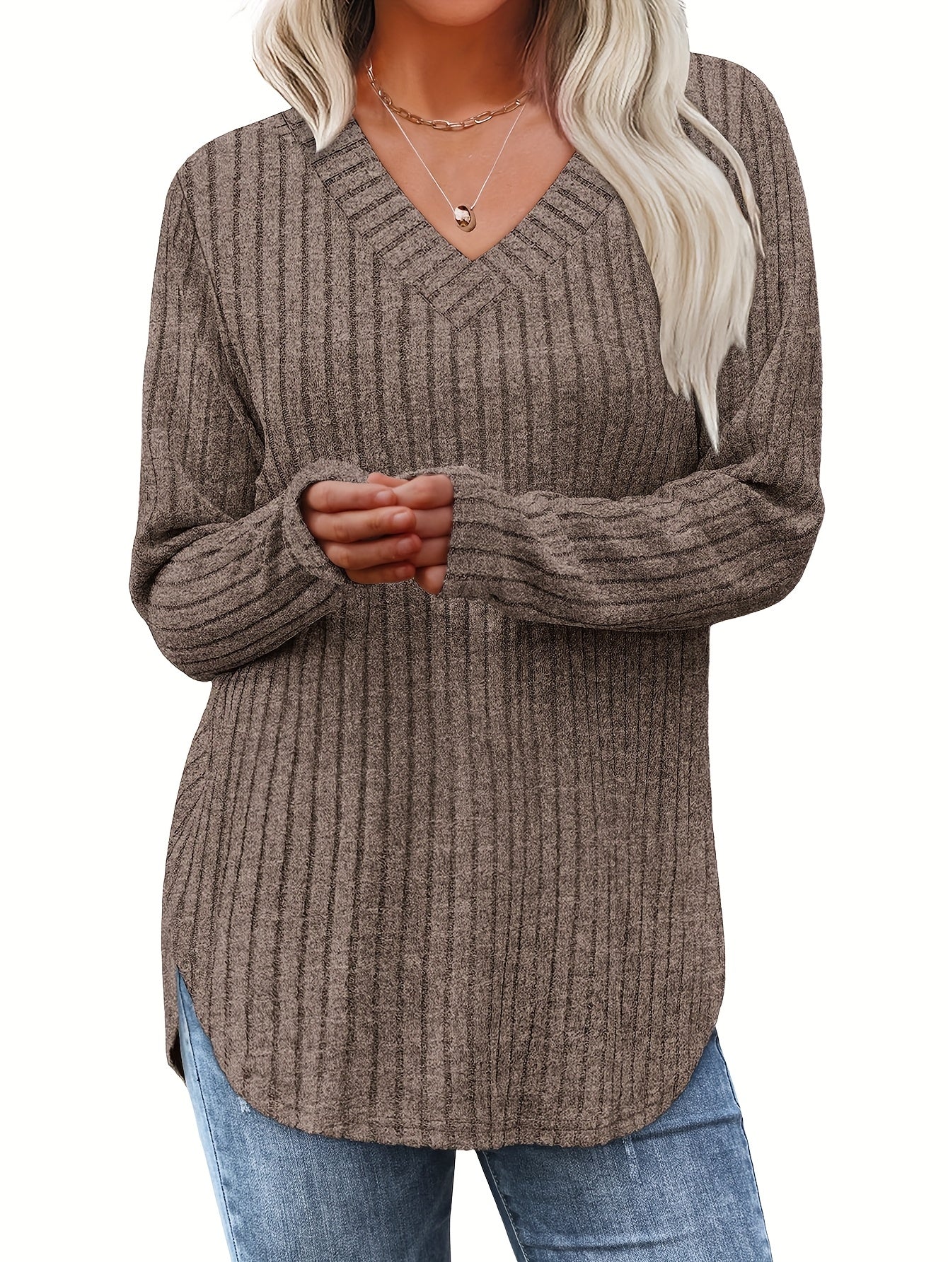 Women'S Three-Piece Fashion Tops for The Fall And Winter Season: Basic Long-Sleeve Styles, Lightweight Sweaters, And Loose, Stylish V-Neck Pullovers
