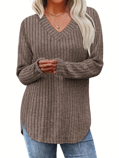 Women'S Three-Piece Fashion Tops for The Fall And Winter Season: Basic Long-Sleeve Styles, Lightweight Sweaters, And Loose, Stylish V-Neck Pullovers