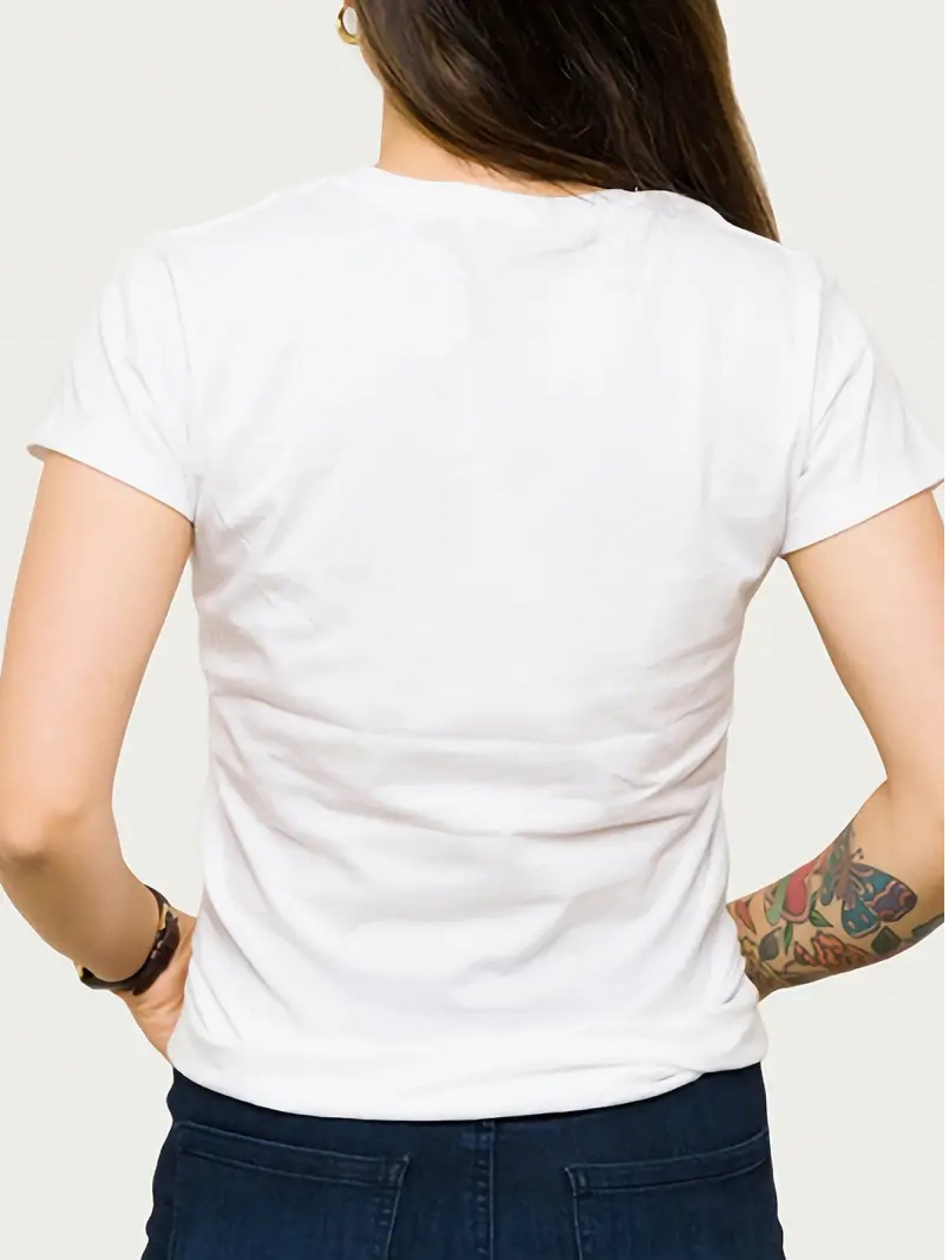 Women's V-Neck Short Sleeve T-Shirt Colorful Butterfly& "Whisper Words Of Wisdom" Print Casual Tee