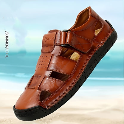 [Breathable Beach Shoes] 2024 Summer New Men's Microfiber Breathable Beach Shoes Bao Toe Sandals Wear-Resistant Anti-Slip Shoes