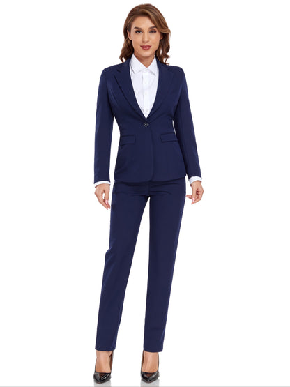 Women's Casual Slim Fit Business 2pcs Blazer Set Long Sleeve Button Blazer Skinny High Waist Pants Outfits Anniversary Graduation Season New Product