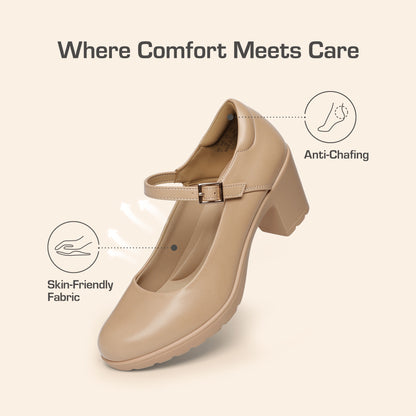 Women's Chunky Low Block Heels Mary Jane Closed Toe Work Pumps Comfortable Round Toe Dress Wedding Shoes