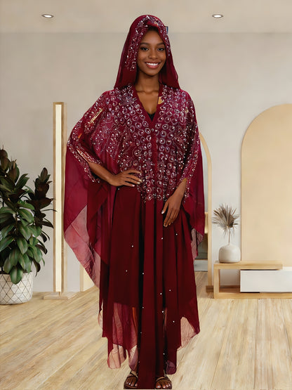 Chic Shawl Adorned with Sequins And Rhinestones for Spring - Features a Relaxed Fit, Long Sleeves, Tassel Details, And Golden Accents, Ideal for Fashion in The Middle East And Southeast Asia, a Dazzling Outfit