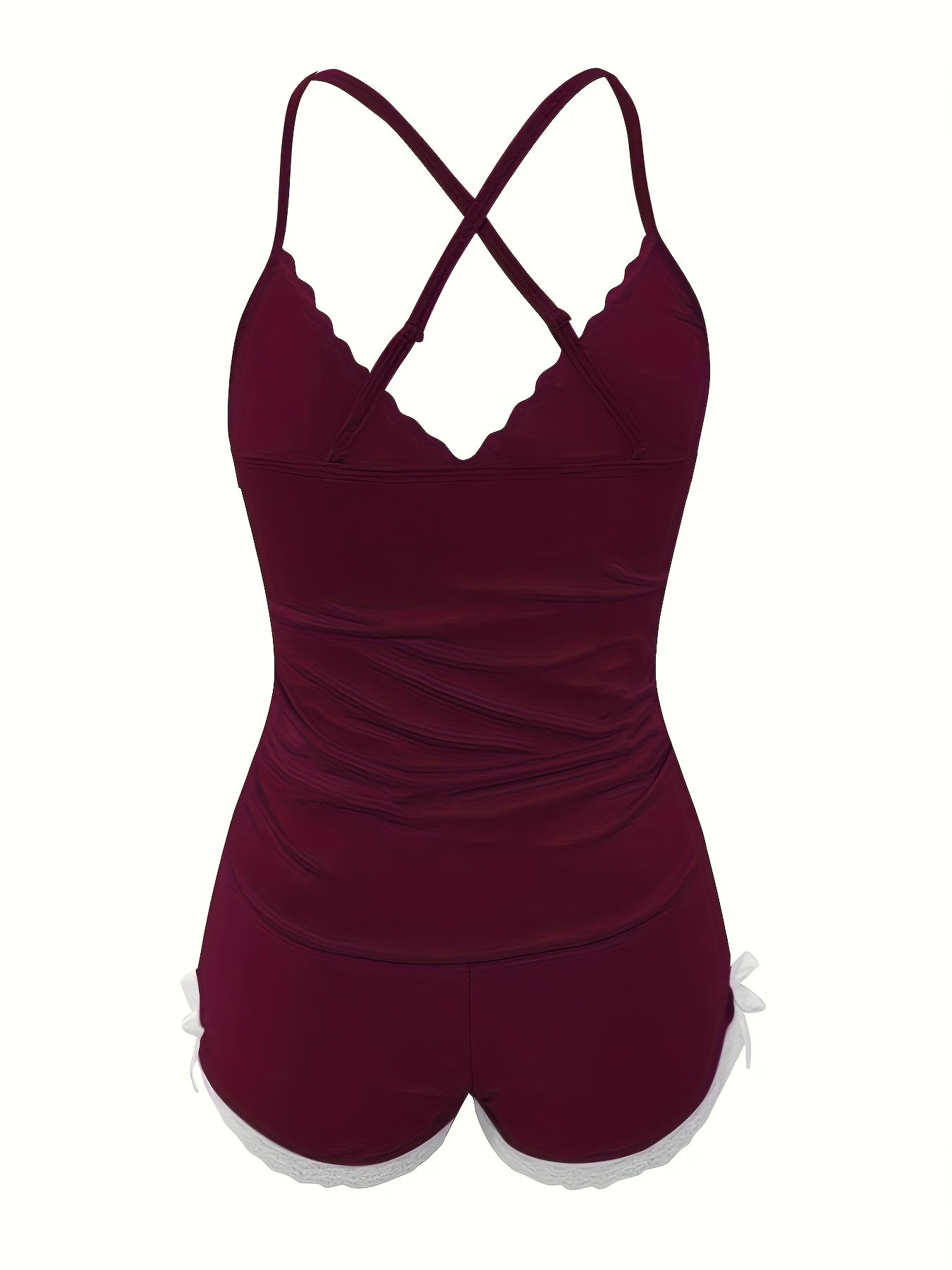 2025 New Temptation Collar Wave Pleats Sexy Home Duo Set, Women'S Pyjama Lingerie, Perfect Gift For Summer, Sexy Loungewear