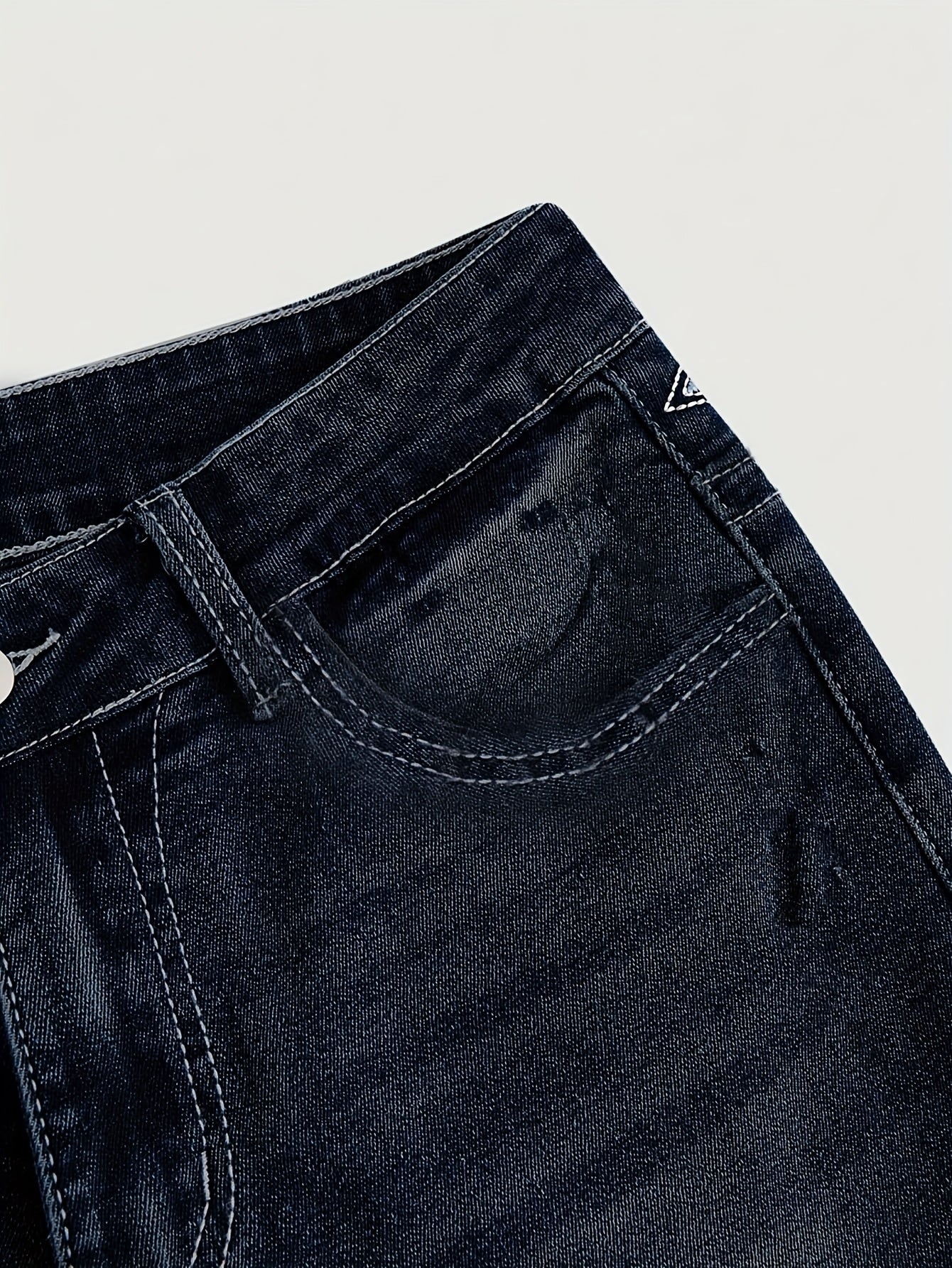 Women'S Vintage Stretch Flare Jeans - Cross Embroidery & Belt Loop Detailing, Slim Fit Elegant Denim for All-Season Wear