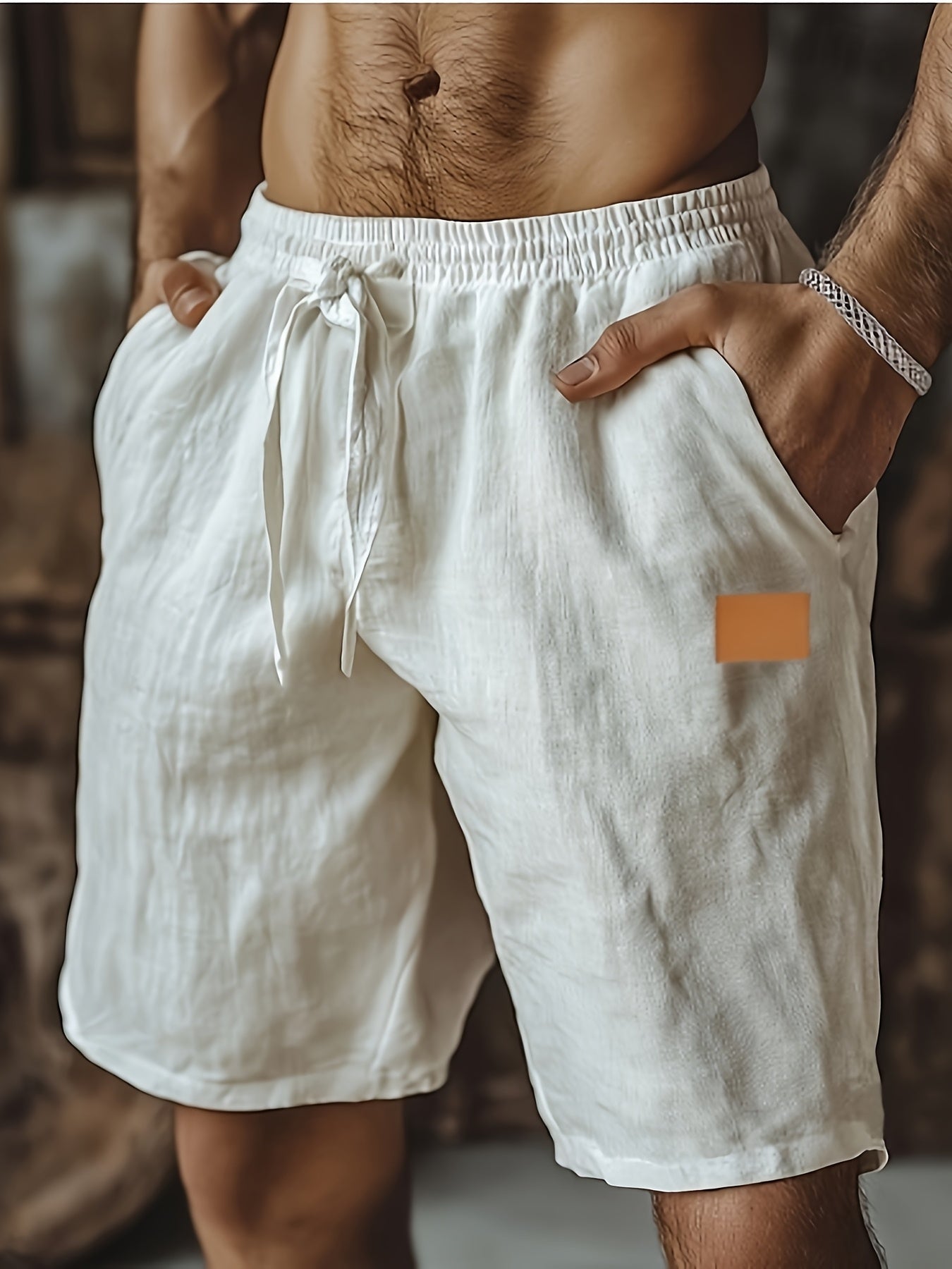 New Shorts, Drawstring Style, Elastic Waist, Solid Color, Breathable, with Pockets, Suitable for Daily Beach And Seaside Wear, Casual Shorts, Men'S Wear