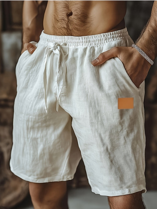 New Shorts, Drawstring Style, Elastic Waist, Solid Color, Breathable, with Pockets, Suitable for Daily Beach And Seaside Wear, Casual Shorts, Men'S Wear