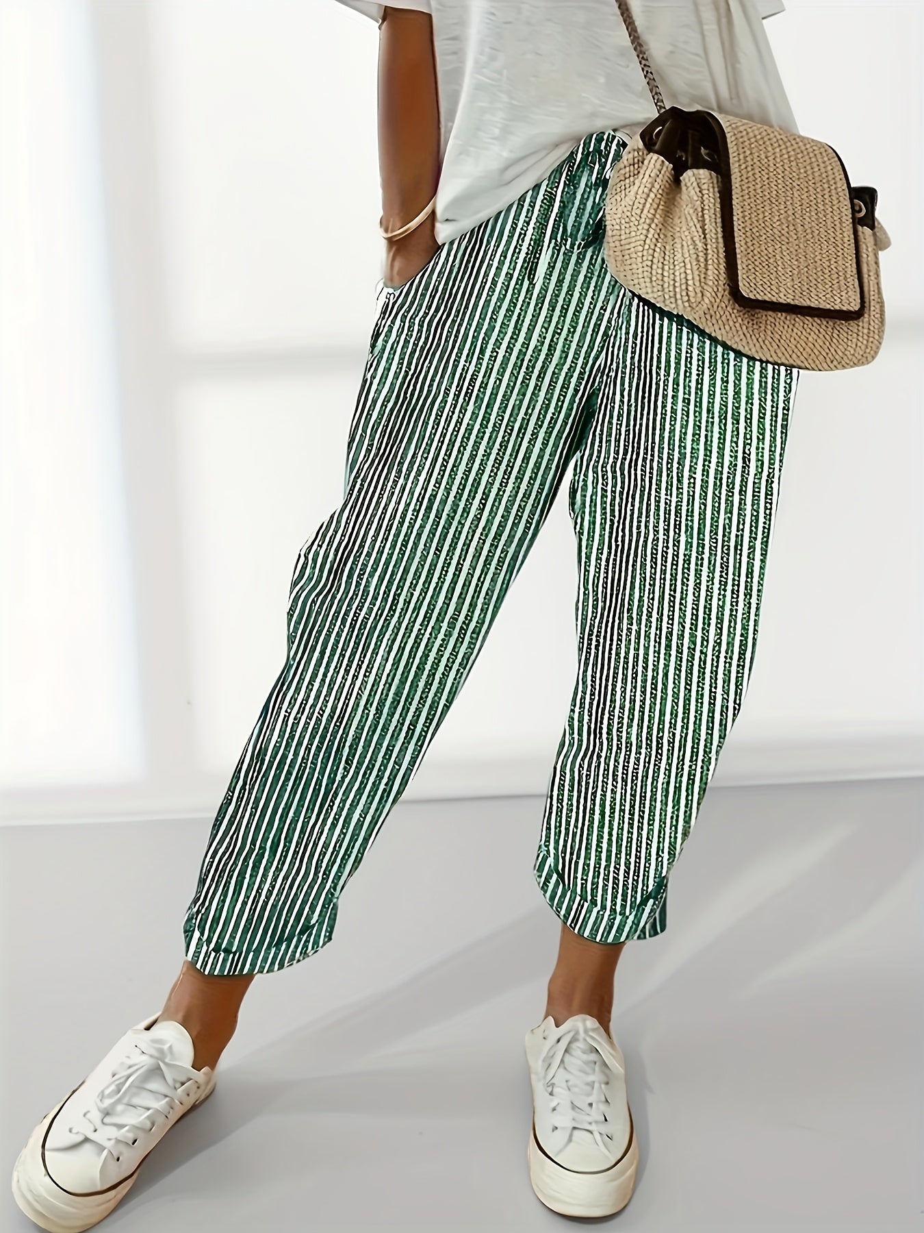 Two-Pack - Color Striped Casual Nine-Pants