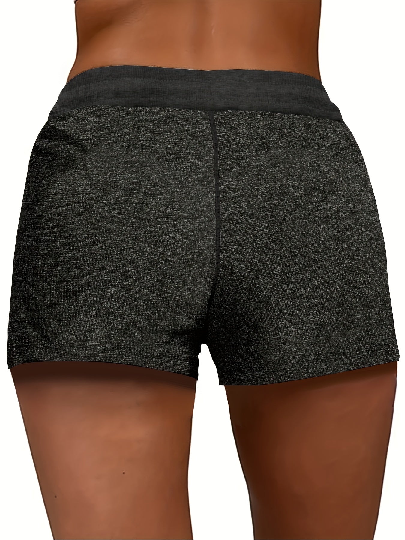Women's Dark Gray & Light Gray Tropical Print Drawstring Shorts - Stretchy Waistband Lightweight Breathable Casual Shorts with "Beautifully Broken" Heart Cutout Design, Spring Summer Fall Daily Wear Lounge Shorts for Women, Machine Washable