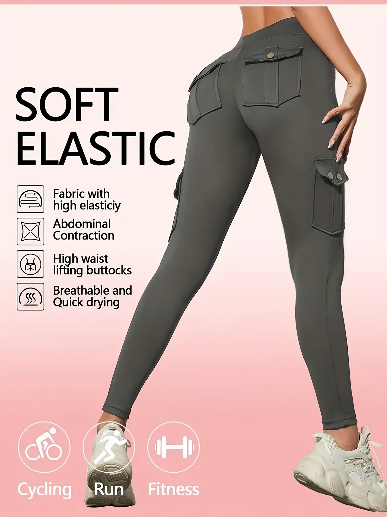 One Pair Of Women'S Slim Work Pants, With Multi-functional Pockets, High Elasticity. Aids In Tightening The Buttocks And Abdomen. Airtight Pants. Suitable For Outdoor, Home Use, Commuting, And Local Warehouse Direct Delivery.