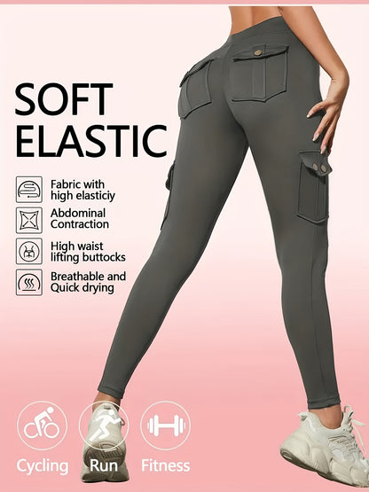 One Pair Of Women'S Slim Work Pants, With Multi-functional Pockets, High Elasticity. Aids In Tightening The Buttocks And Abdomen. Airtight Pants. Suitable For Outdoor, Home Use, Commuting, And Local Warehouse Direct Delivery.