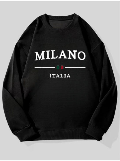 Men'S Hoodless Sweatshirt Loose Fit Round Neck Long Sleeve Casual Pullover for Autumn Winter, Christmas Halloween Valentine'S Thanksgiving Festive Streetwear, Soft Comfortable Versatile Casual Attire, Easy Care Machine Washable