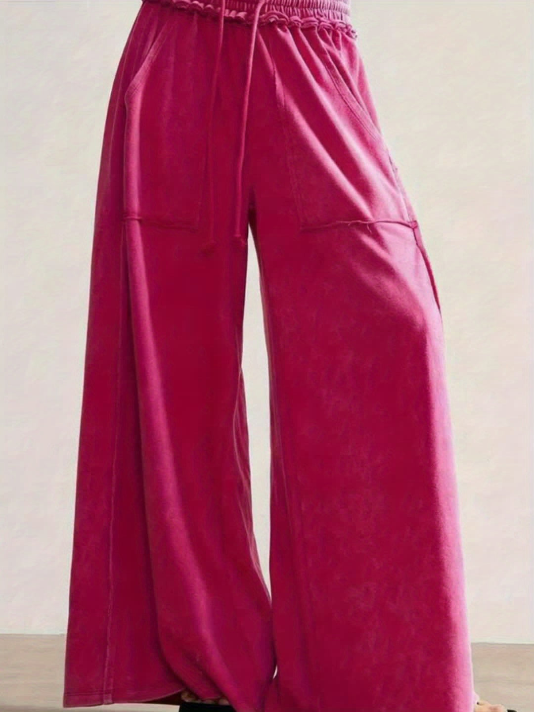 BOHO Ladies' Casual Patchwork Color Loose Wide-Leg Washed Pants