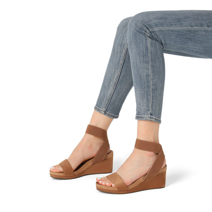 Womens Open Toe Elastic Ankle Strap Platform Wedge Sandal, Comfortable Versatile for everyday wear, meeting friends, running errands, and other occasions with wrap dresses, jeans, skirts, shorts, jumpsuits