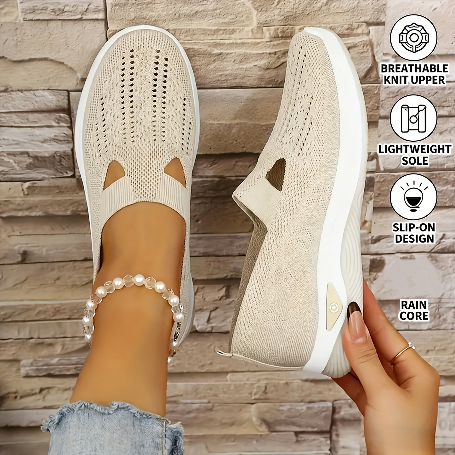 Women's Flats, Comfortable Elastic Woven Sneakers with Breathable Mesh for Casual Walking And Running, Lightweight Athletic Footwear, Women Shoes