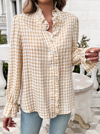 Women's Fall-Winter 2024 Professional Business Temperament Top French Contrast Button- Shirt