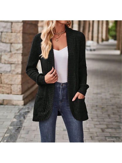 Women's Chic Office to Party Cardigan - Long Sleeve Open Front Jacket, Machine Washable Fall/Winter Coat with, Elegant Everyday Outerwear for Women