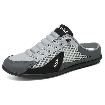 Men's Slip On Breathable Non Slip Casual Shoes, Summer Trendy Color Block Round Toe Slippers for Outdoor Walking Camping Casual Activities