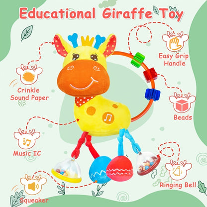Deer Baby Plush Rattle Toy - Crinkle paper, rattle and squeak sensory play