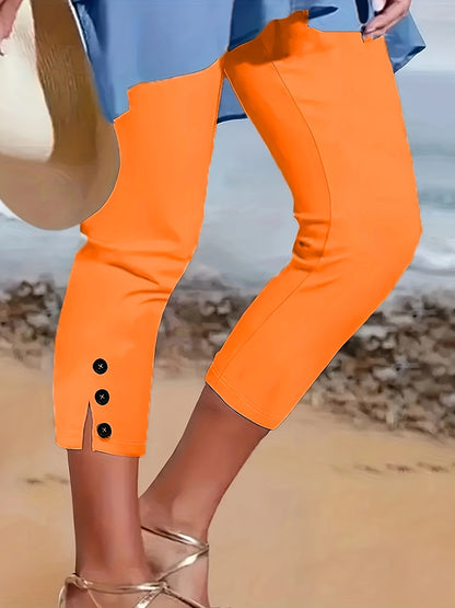 3357 White Black Red Three-Pack Women's Elastic Waistband, Medium Stretch Fabric, All-Season Casual Pants
