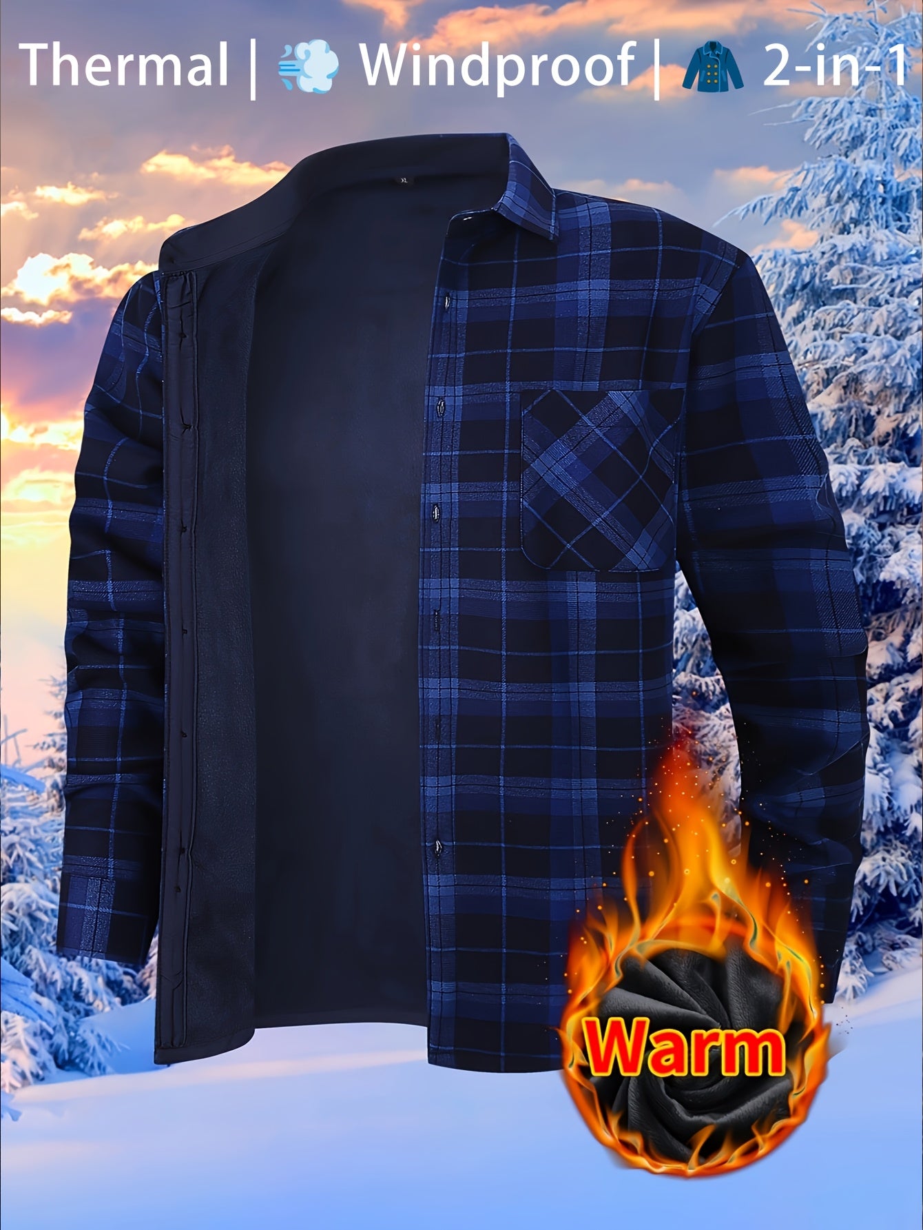 Men's Orange Polyester Long-Sleeve Jacket - product view 3