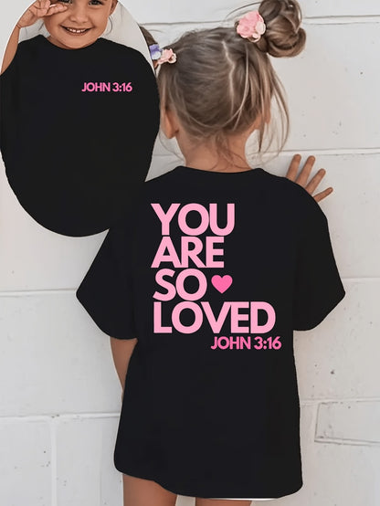 Girls' Christian Faith T-Shirt - John 3:16 Graphic