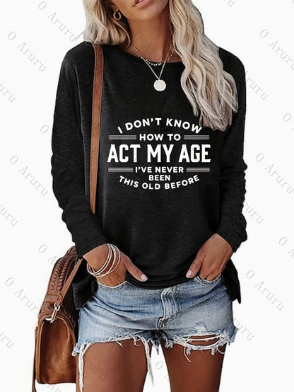 Cross-Border European and American Women'S Fashion Round Neck Pocket Long Sleeve Casual Loose Top Base T-Shirt