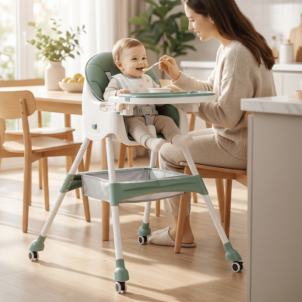 Baby High Chair - Foldable Adjustable 6-in-1 Height