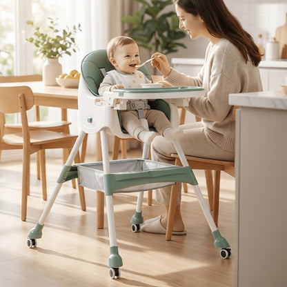 Baby High Chair - Foldable Adjustable 6-in-1 Height