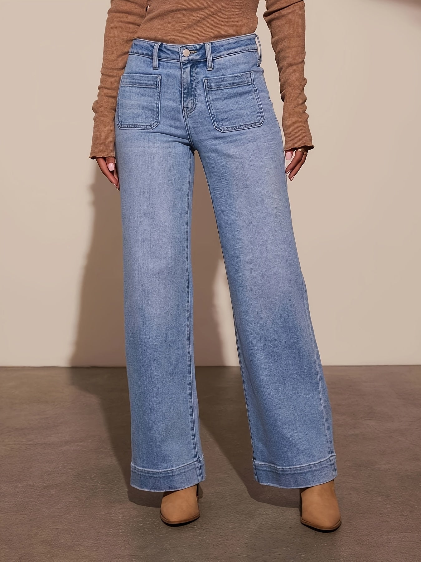 2025 Spring New High Waist Straight And Thin Wide Legs Temperament Denim Trousers