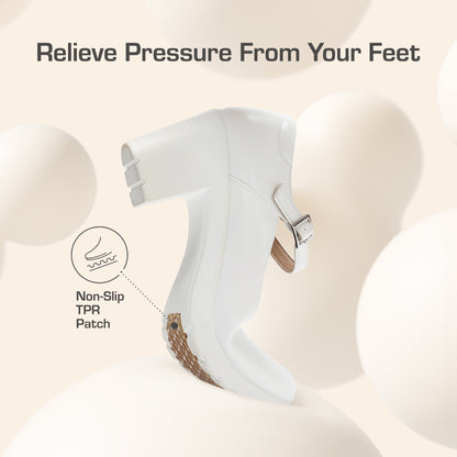 Women's Chunky Low Block Heels Mary Jane Closed Toe Work Pumps Comfortable Round Toe Dress Wedding Shoes