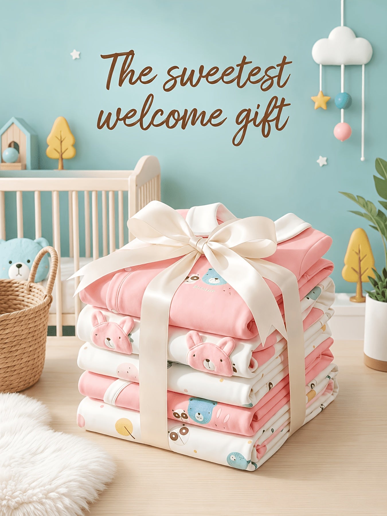 Baby Girl Clothes + Baby Items, Newborn Daily Necessities Complete Set, 0-3 Months, Total 26pcs, 5 Sets Of Clothes +Swaddle Blanket+ Hat + Bib + Hand And Foot Covers, Baby Full Moon Spring Long Sleeve Set, Local Warehouse, Baby Shower Gifts