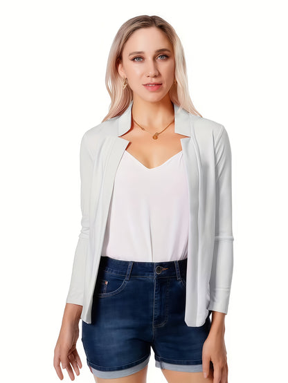 Women'S Elegant Solid Blazer All-Season, Machine Washable, Suitable For Casual And Professional Wear, Opaque Fabric