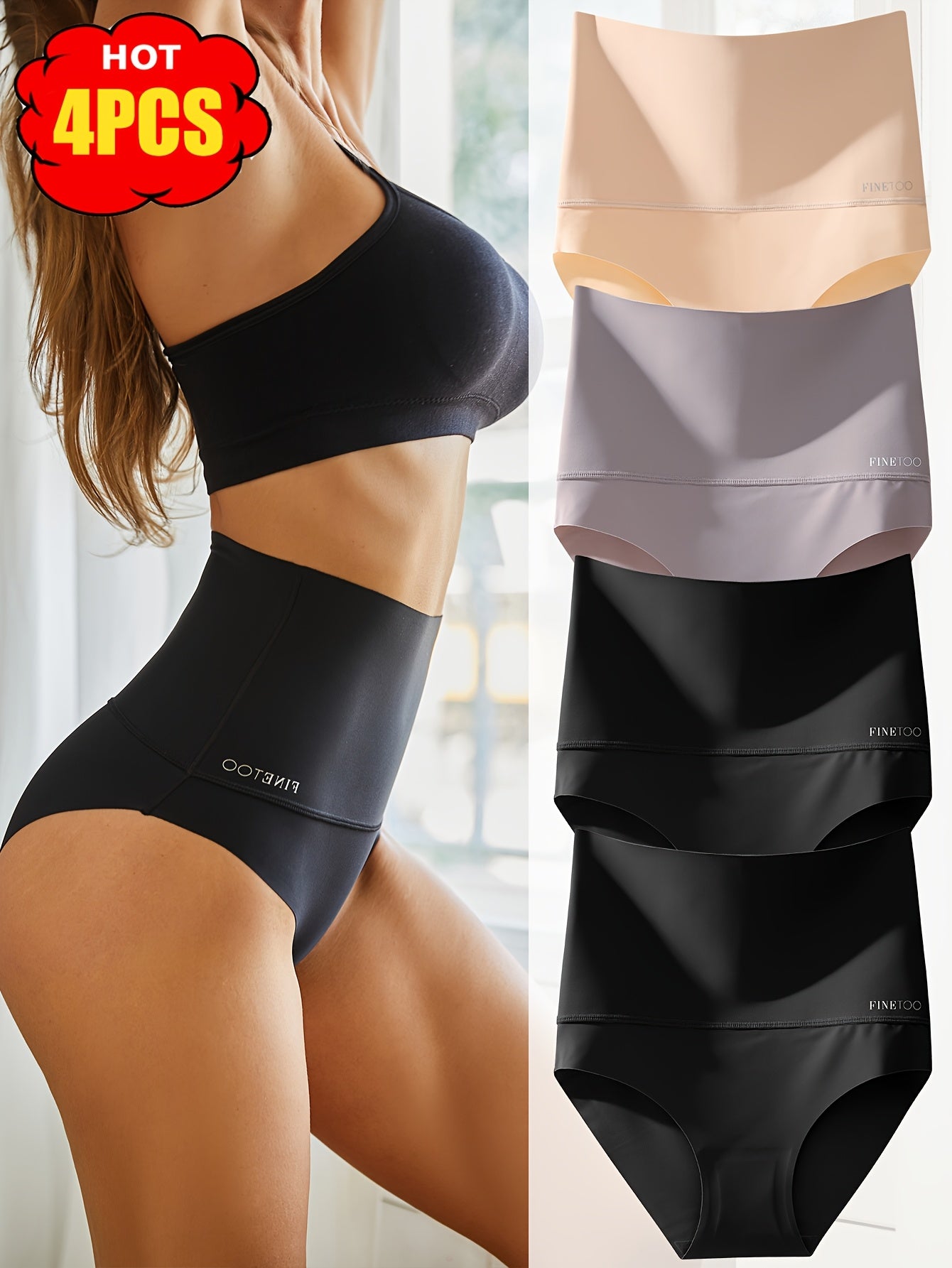 4pcs Seamless High Waisted Triangle Pants, Seamless Abdominal Underwear, Comfortable, Fashionable, Breathable, Skin Friendly And Elastic Underwear, Suitable for Daily Commuting, Women'S Underwear And Underwear