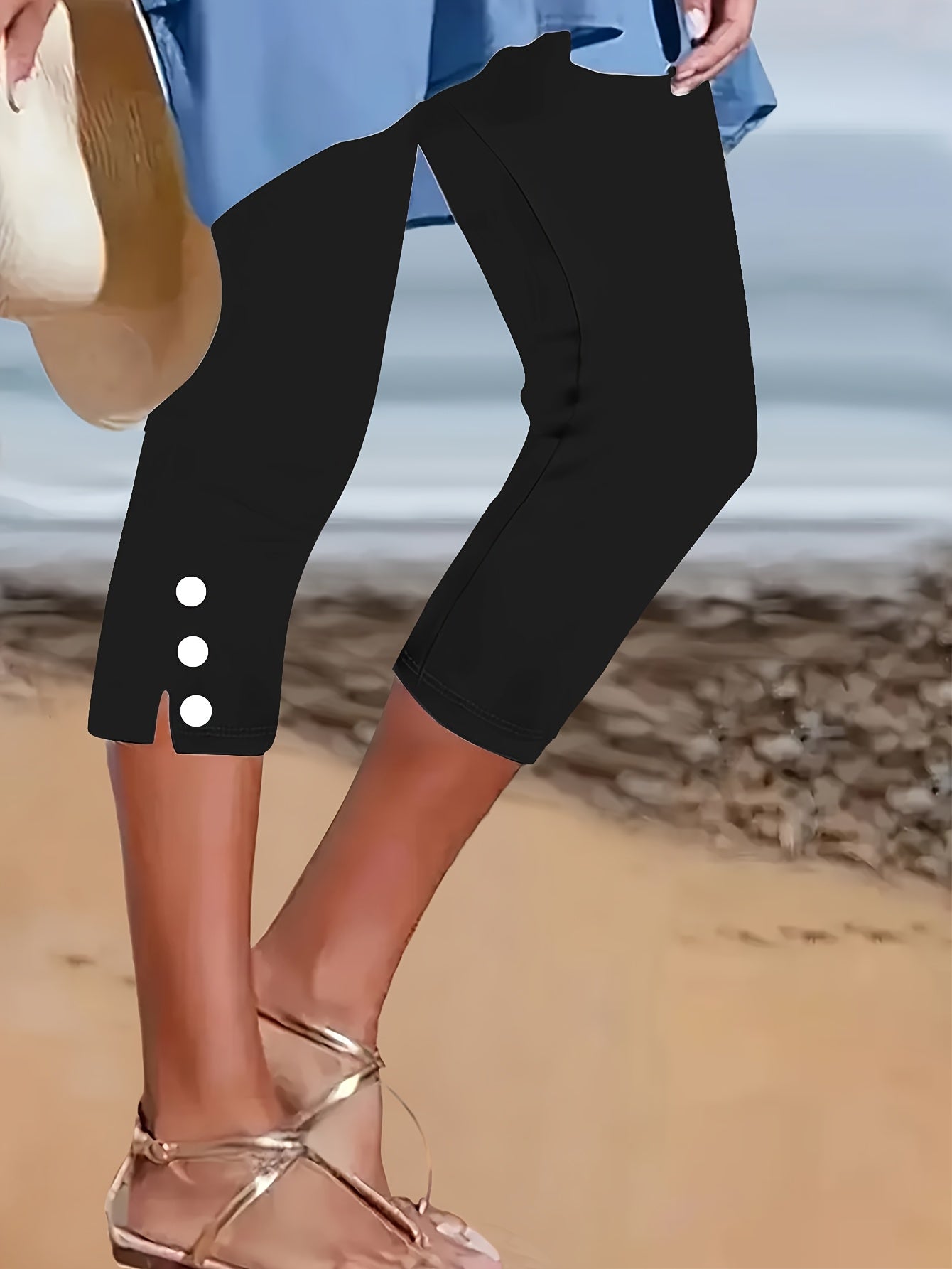 Women's Black+Light White Polyester Leggings - product view 7