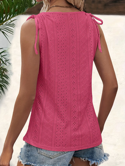 Easy Solid U-Neck Top Featuring Faux Button Details on The Shoulder Straps, Ideal for Spring And Summer, And Can Be Washed in a Machine