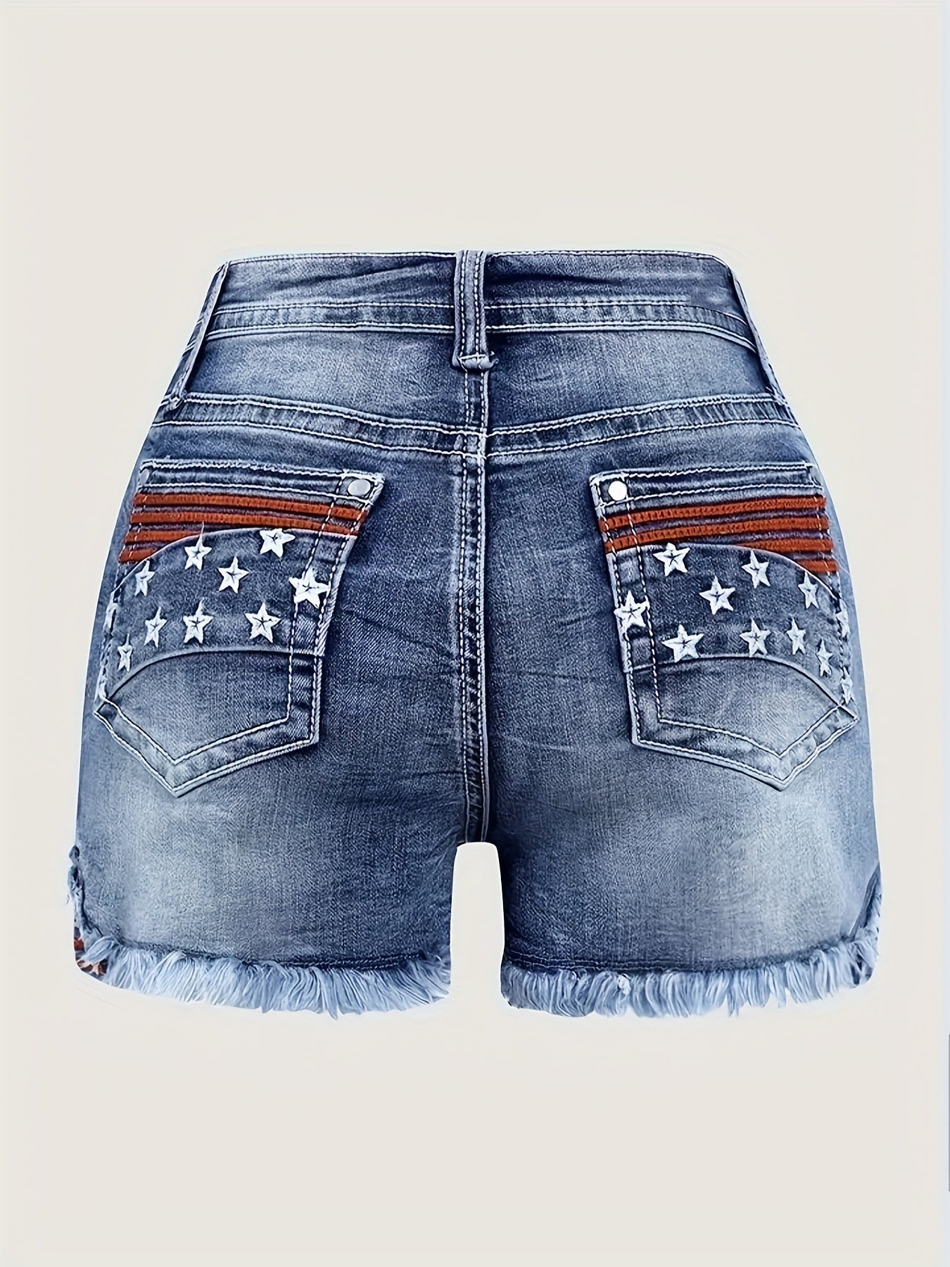 [HME]Flag- Fashionable Stretch Denim Shorts, A Must-have Item for Summer. Simple, Versatile, Fashionable And Elegant. Mid-to-high Waist Design for A Hip-lifting Effect. Two Colors to Choose From. Summer Women's Hot Pants