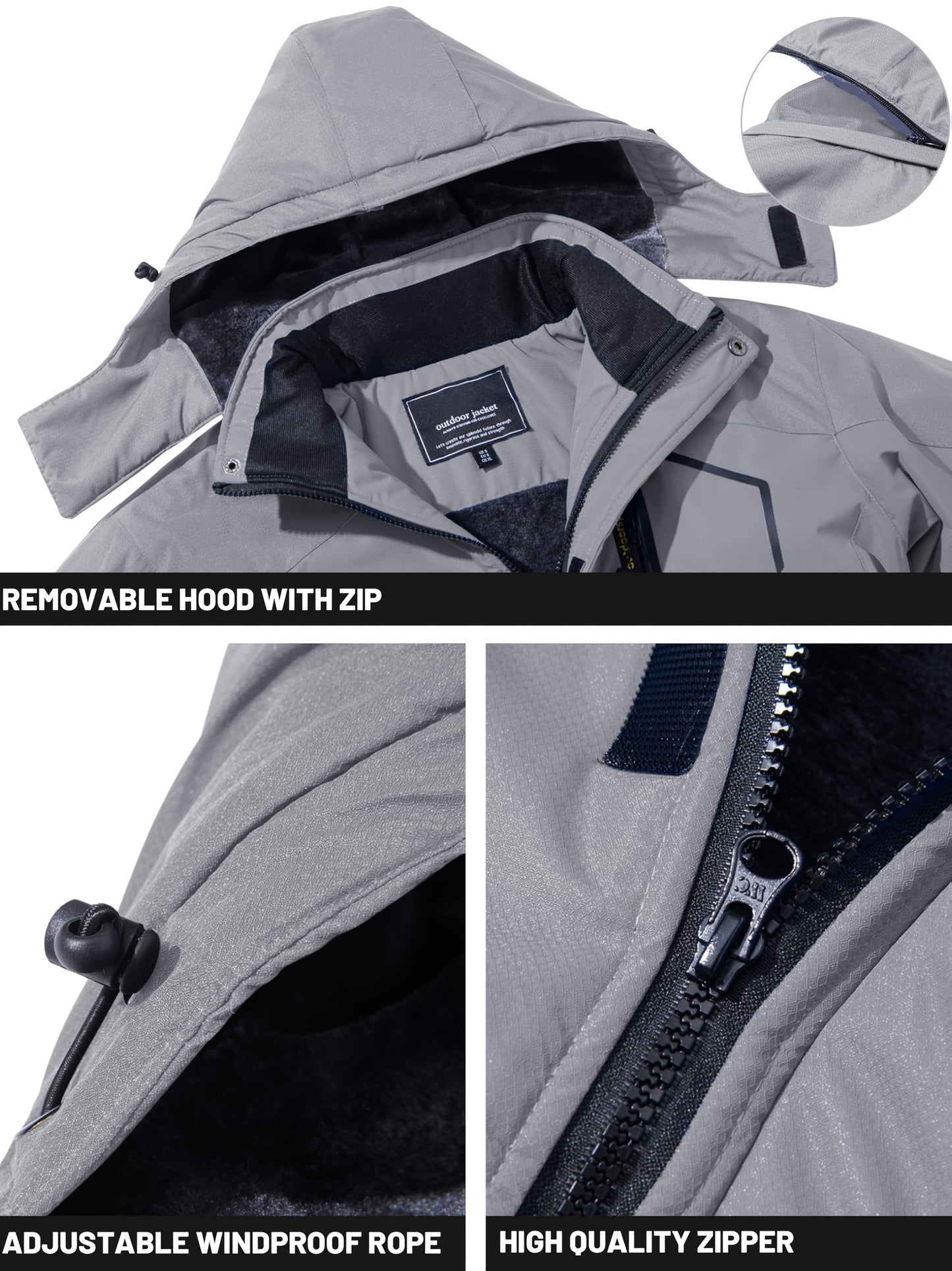 Men'S Winter Ski Jackets Warm Fleece Lined Coats Waterproof Windproof Hooded Thermal Outdoor Parka Thick Sport Hiking Jogging Camping Fishing Climbing Traveling Skiing Snowboarding Casual Windbreaker
