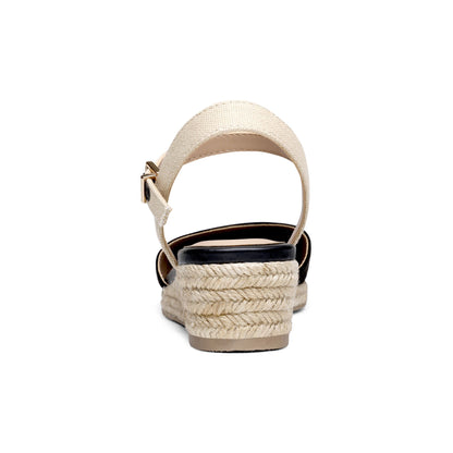 Women's Closed Toe Elastic Ankle Strap Espadrilles Wedge Sandals Soft Emulsion Insole Wedge Sandals