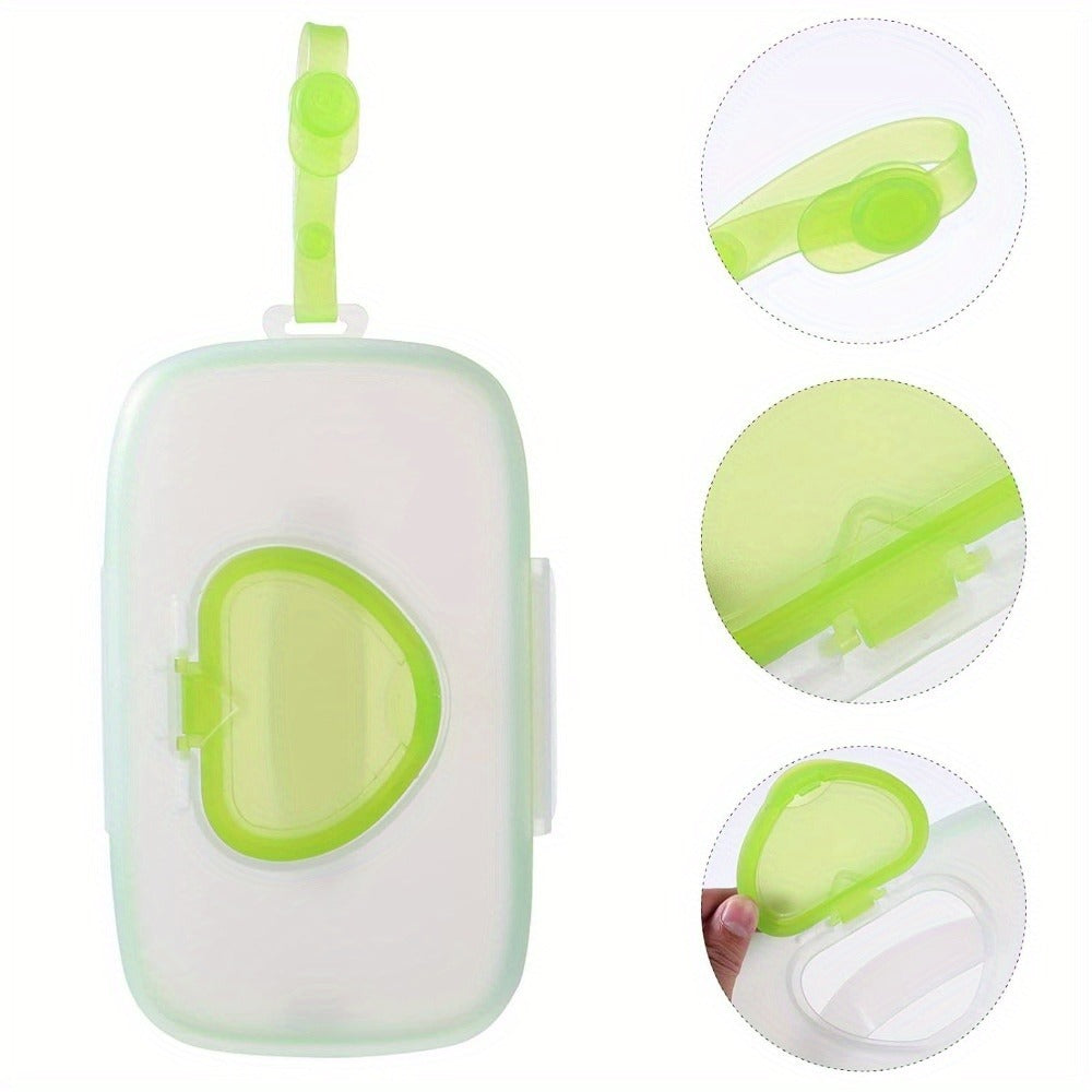 Heart-Lid Portable Baby Wipe Dispenser - Handled Compact Plastic Case